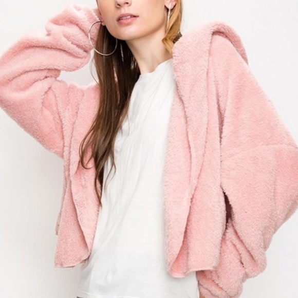 PINK FLEECE HOODIE - Picture 2 of 3